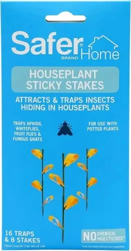 Safer Sticky Stake Traps for Houseplants – Non-Toxic Whitefly & Insect Control (8-Pack)