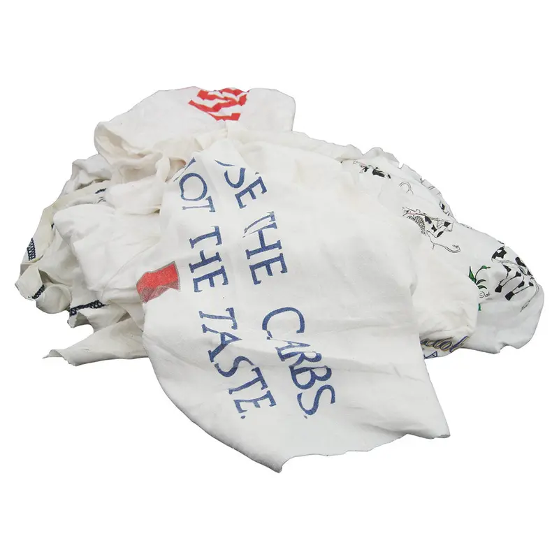 Saltex Recycled White Printed Polo Rags – 25 lb Bag, Eco-Friendly Cleaning Cloths (WPP-VSB-25)