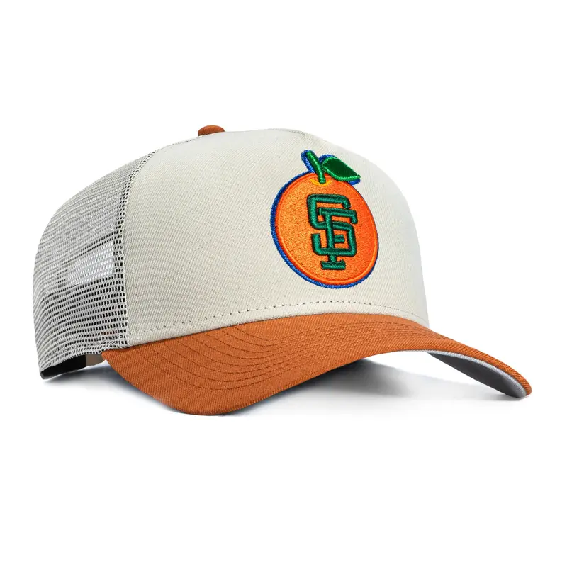 San Francisco Giants Trucker Snapback – New Era 9Forty A-Frame in Stone & Brown