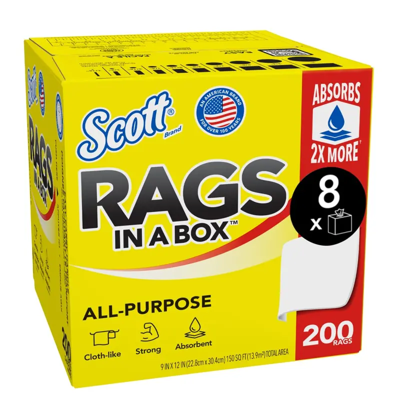 Scott® Shop Rags in a Box™ – 9″ × 12″, 8-Box Case (75260)