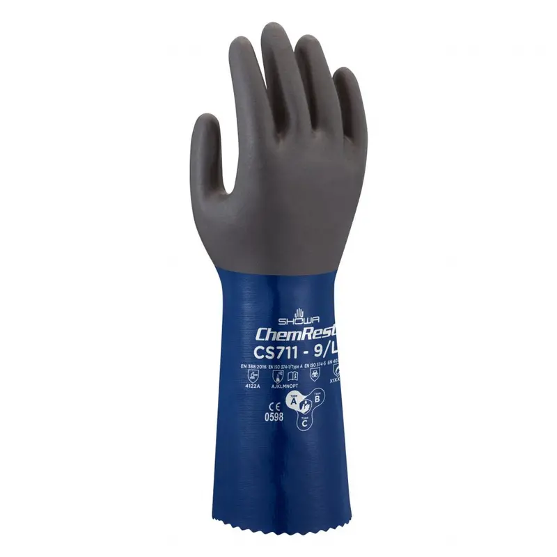 SHOWA CS711 Nitrile-Polyester Chemical Resistant Gloves – Latex-Free, Durable Hand Protection