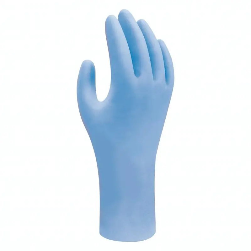 SHOWA Eco Best Technology Nitrile Disposable Gloves – Powder-Free Blue, 2.5 Mil Thickness (Box of 200, 7502PF)