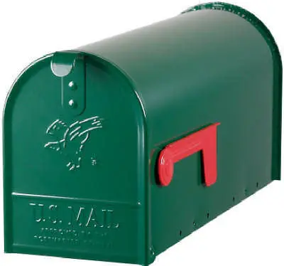 Solar Group E1100G00 Rural Mailbox: Elite Green Galvanized Post-Mount T1 Design