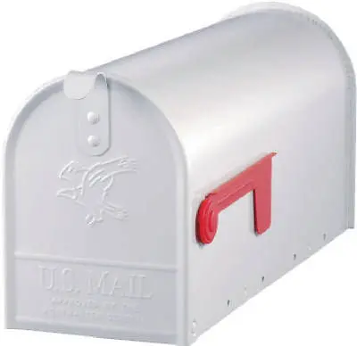 Solar Group E1100W00 Rural Mailbox: Elite White Galvanized Post-Mount T1 Design