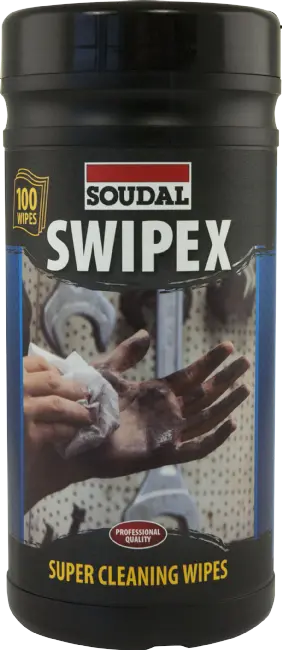 Soudal Swipex Cleaning Wipes – 100 Pre-Moistened Foam & Residue Removers for Tools and Surfaces, Model 113551