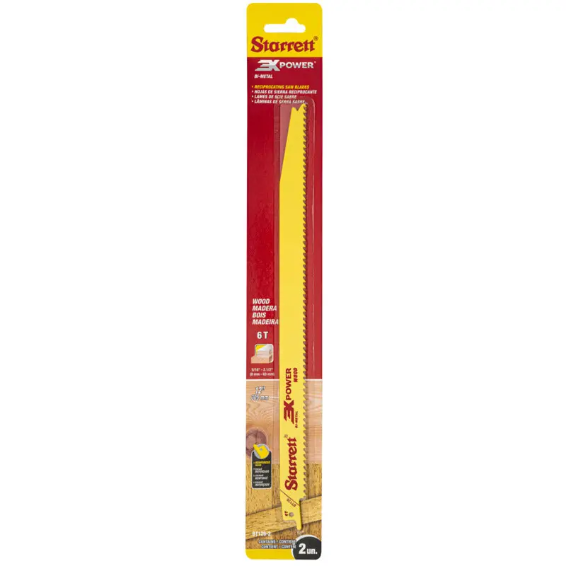 Starrett 12-Inch Wood-Cutting Reciprocating Saw Blades – 2-Pack