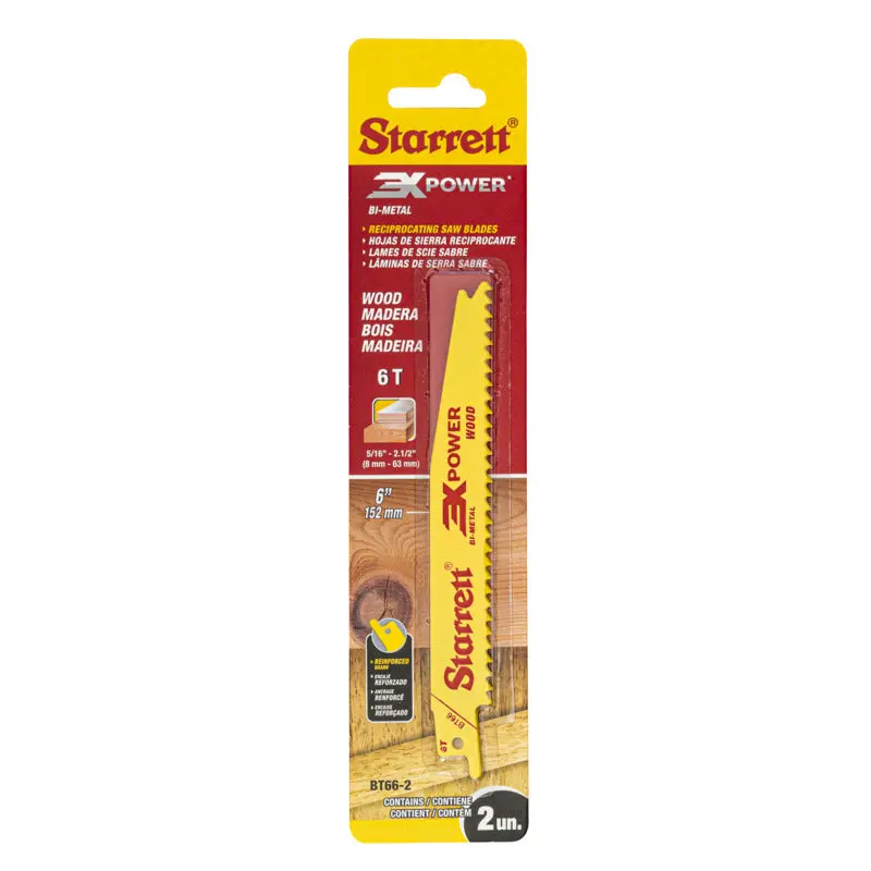 Starrett 6-Inch Wood-Cutting Reciprocating Saw Blades – 2-Pack