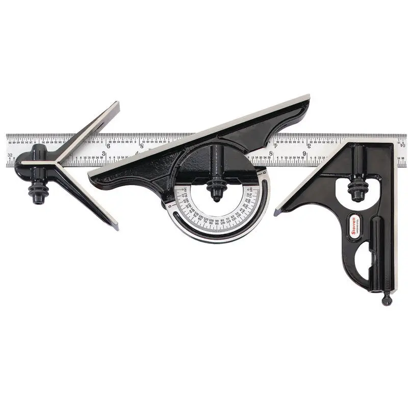 Starrett Combination Square Set – 12-Inch Stainless Steel Layout & Measuring Kit, Model C434-12-4R