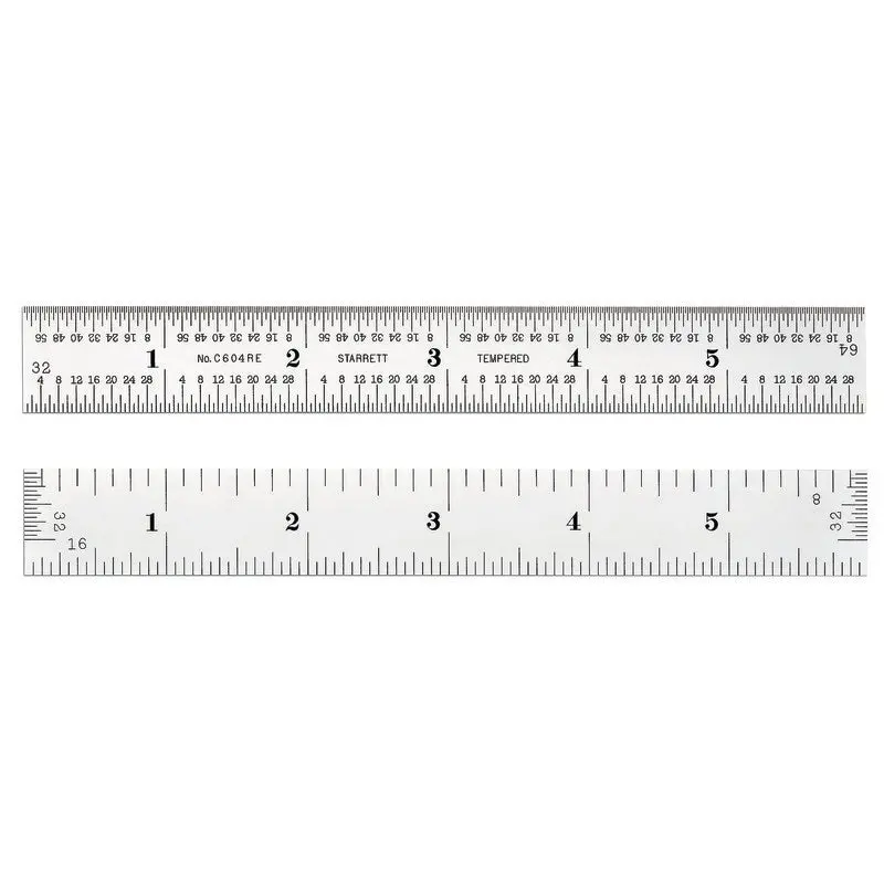 Starrett Spring-Tempered Steel Rule – 6-Inch Durable Measuring Rule, Metric/Imperial, Model C604RE-6