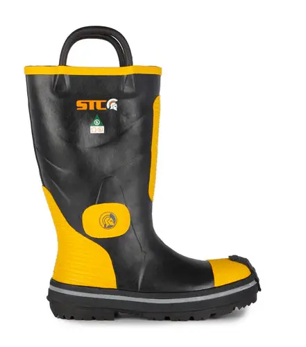 STC Guardian Firefighter Boots – Waterproof & Flame-Resistant Black/Yellow Safety Boots, Size 11