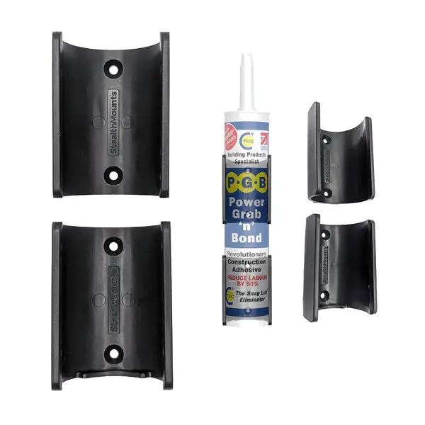 StealthMounts Caulking Tube Holder – 4-Pack Black Mounting Clips for Easy Dispenser Access