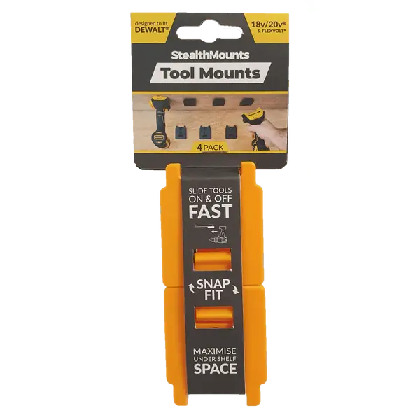 StealthMounts DeWalt 20V XR Tool Mount – 4-Pack Yellow-Compatible Mount for Power Tools