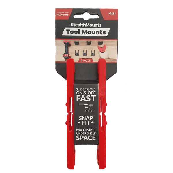 StealthMounts Milwaukee M18 Tool Mounting Kit – 4-Pack, Red