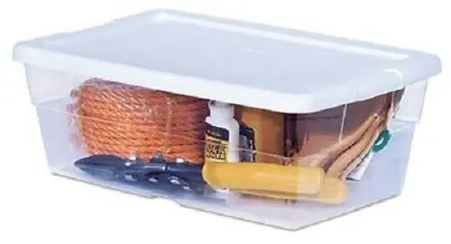 Sterilite 16428012 Clear Storage Box – 6 Qt, 13-5/8″ x 8-1/4″ x 4-7/8″, With White Lid (Case of 36)