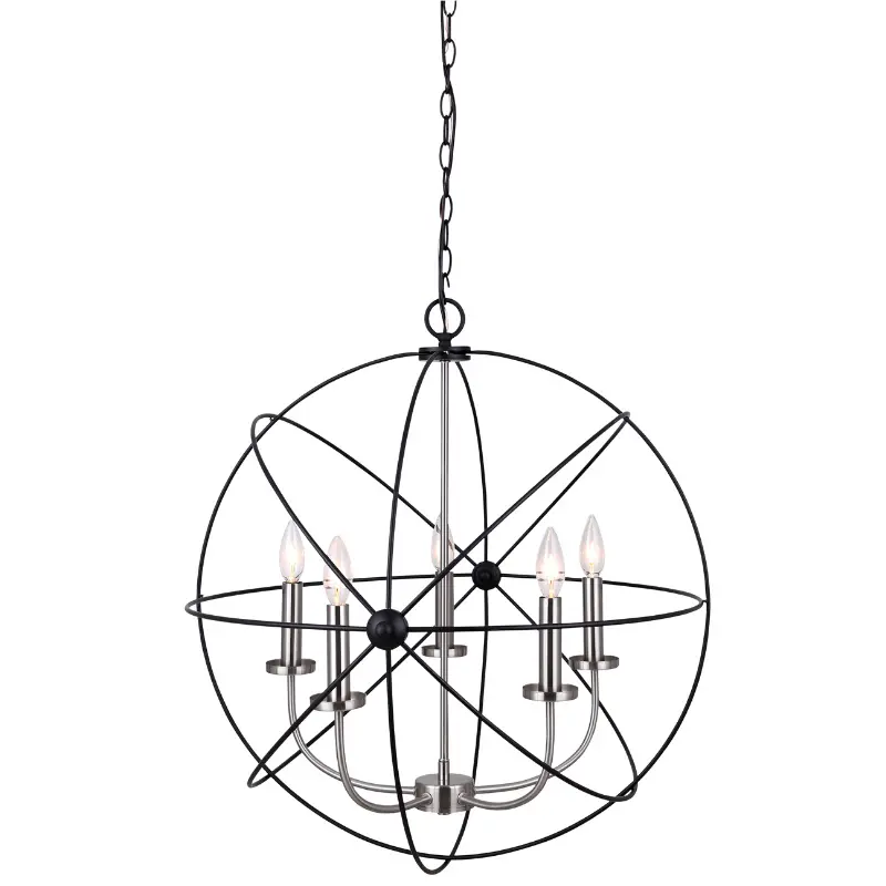 SUMMERSIDE 5-Light Chandelier in Matte Black and Brushed Nickel – Canarm ICH282B05BKN25