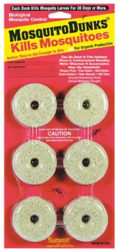 Summit 110-12 Mosquito Control Dunks – 6-Tablet Pack for Pond & Container Treatment