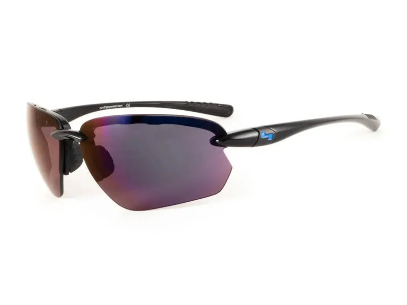 Sundog LASER EXT Sunglasses with Polycarbonate Lenses – Black/Grey-Blue Mirror, Style 415146