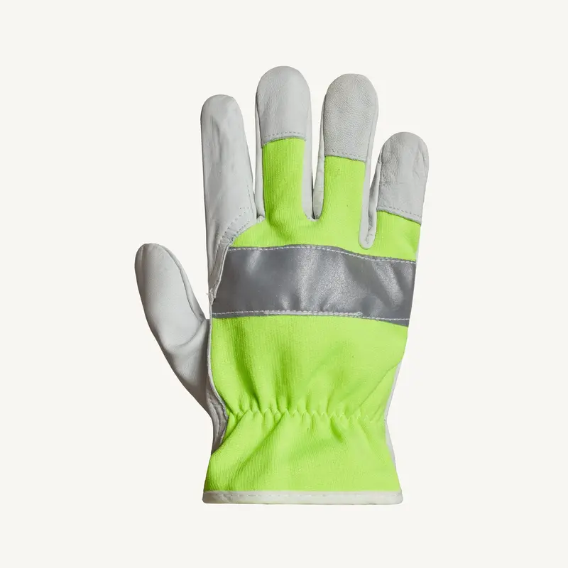 Superior Glove Endura High-Visibility Driver Gloves – Goat-Grain Leather with Reflective Trim (Model 378GAHVB)