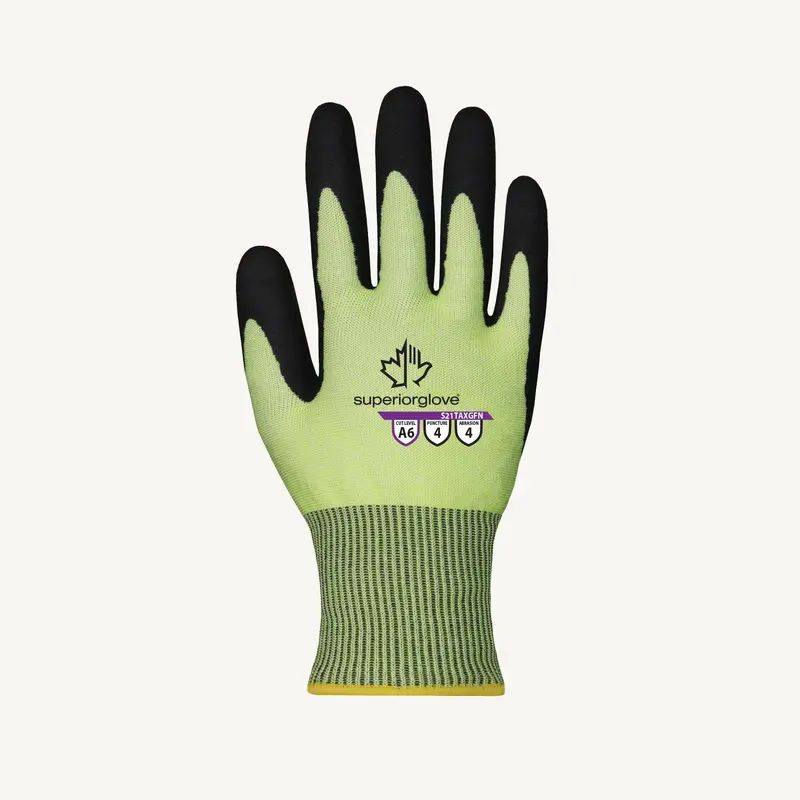 Superior Glove TenActiv Hi-Viz Cut-Resistant Gloves – Ultra-Thin Nitrile Palm Coating, Size S, Model S21TAXGFN