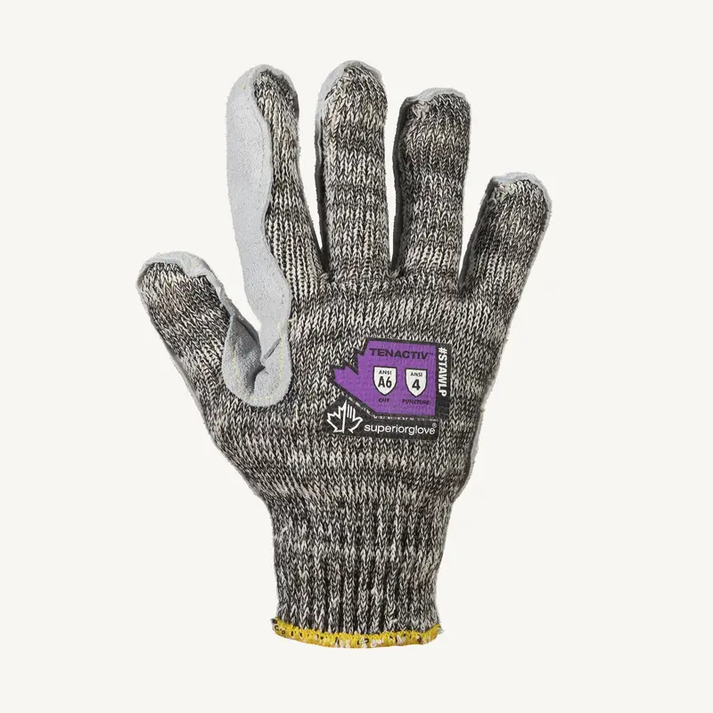 Superior Glove TenActiv® Knit Gloves with Split Cowhide Palm – Enhanced Grip & Durability (Model STAWLP)