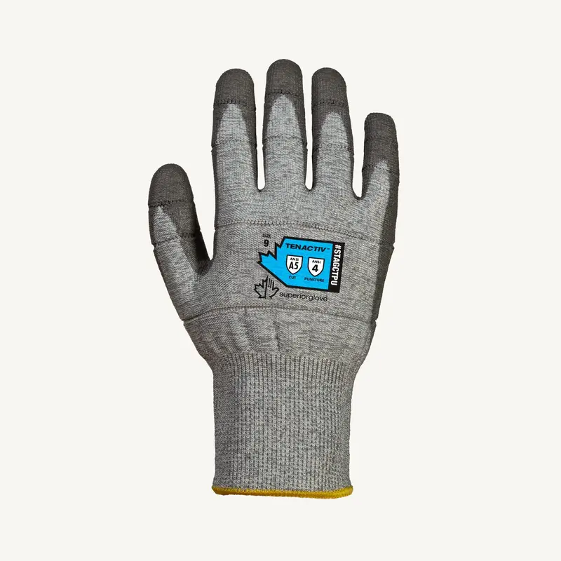 Tear-Away Fingertip Cut Protection Gloves – Superior Glove TenActiv 13-Gauge Knit with Poly Palm Coating, STAGCTPU