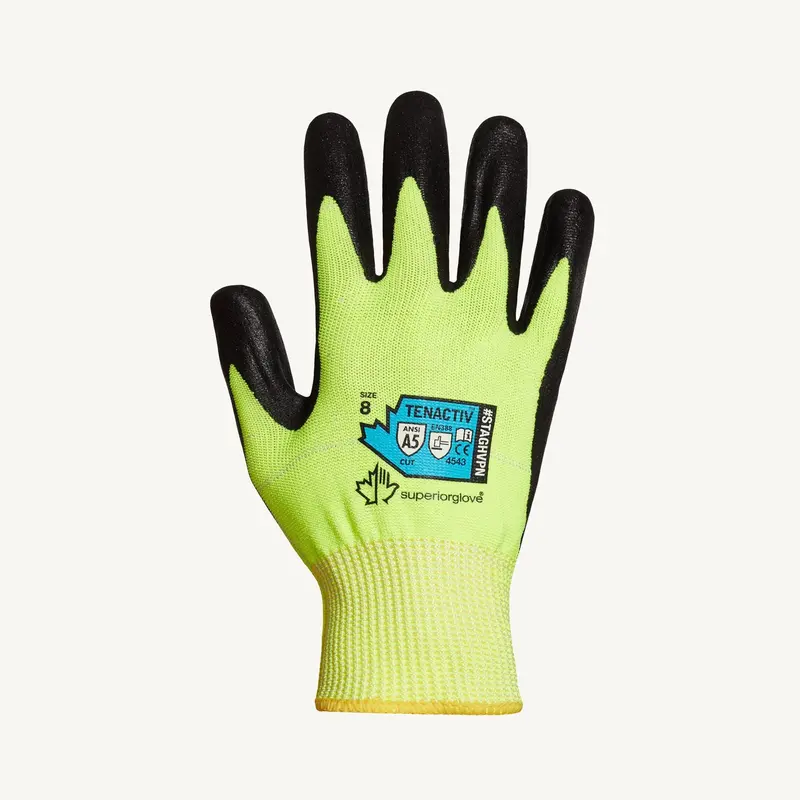 TenActiv Hi-Viz Cut-Resistant Gloves – Micropore Nitrile-Coated Composite Filament, STAGHVPN