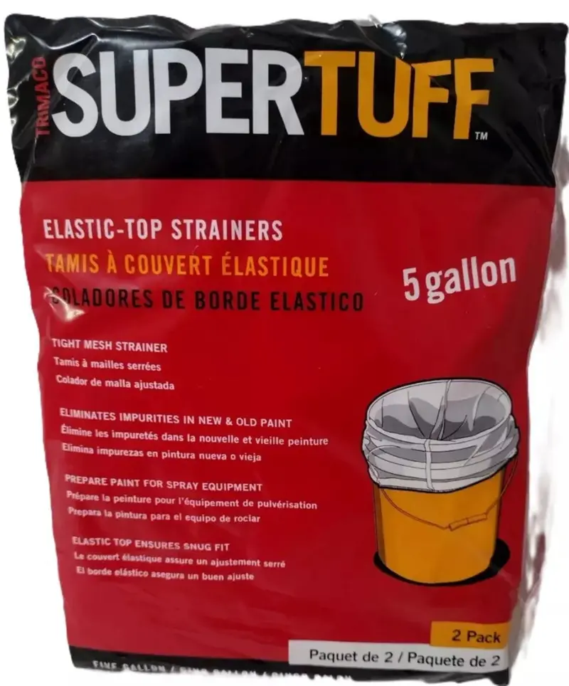 Trimaco SuperTuff Paint Strainer Mesh – Elastic Top, Fits 5-Gallon Buckets, 2-Pack (11523/12)
