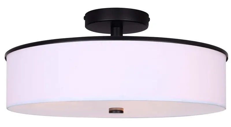 TRISTAN Semi-Flush Ceiling Light – Matte Black Frame with Frosted Glass Shade, Model ISF2037B03BK