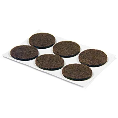 Tru-Guard 23150TV Brown Felt Door Bumpers – 3/4″ Round, Self-Adhesive, Pack of 6 (50 Total)