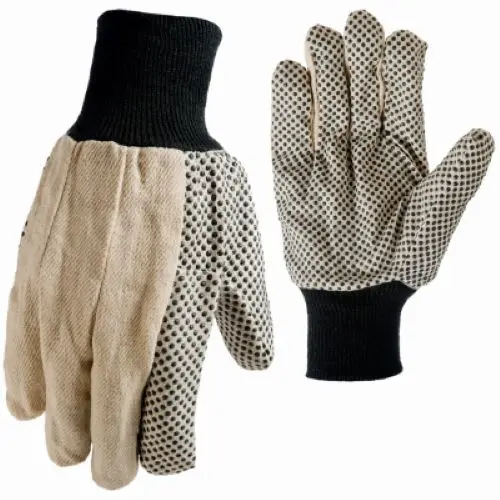 Tru-Guard 9162-26 Medium White Cotton Canvas Work Gloves with Gripper Dots – 12-Pair Pack