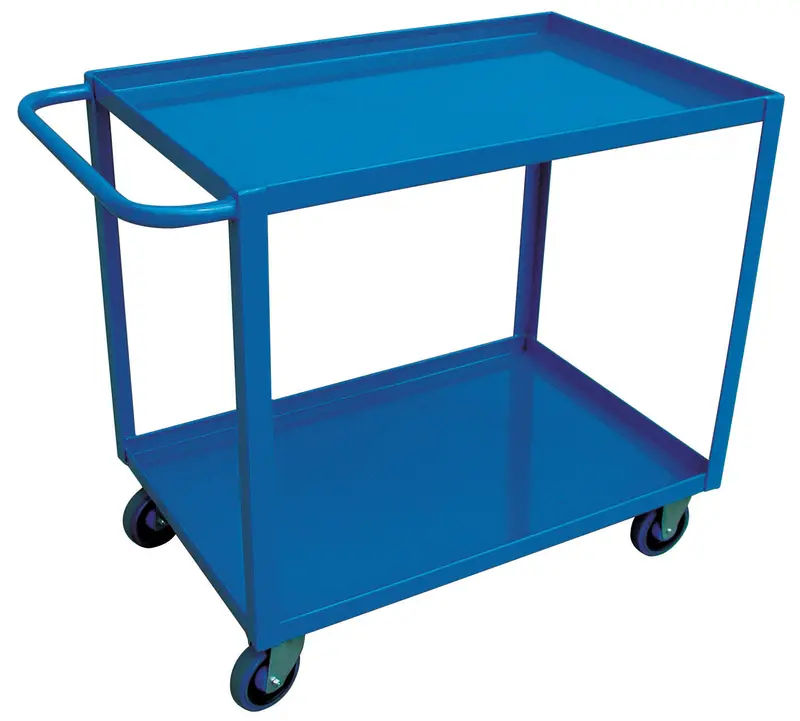 Two-Shelf Service Cart – Canway 18″ x 36″ Compact Steel Utility Trolley 18x36SC2-5RSX