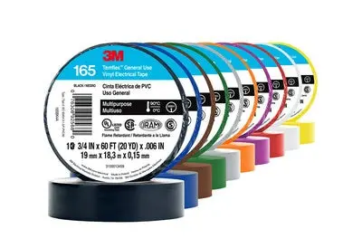 Versatile Vinyl Electrical Tape – 3M Temflex 165 (3/4″ x 60′) in Assorted Colors