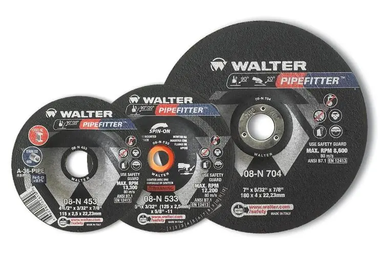 Walter PIPEFITTER™ Angle Grinder Wheels – Type 27, General-Purpose Metal Grinding (08N)