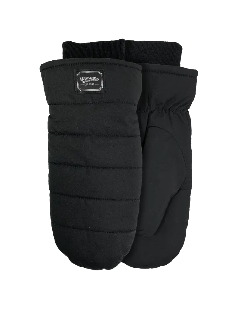 Watson Black Puffer Mitts – Lightweight, Quilted Cold-Weather Gloves for Winter (Style 9593B)