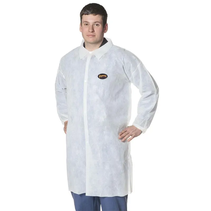 White Polypropylene Lab Coats (10-Pack) – Pioneer 2036
