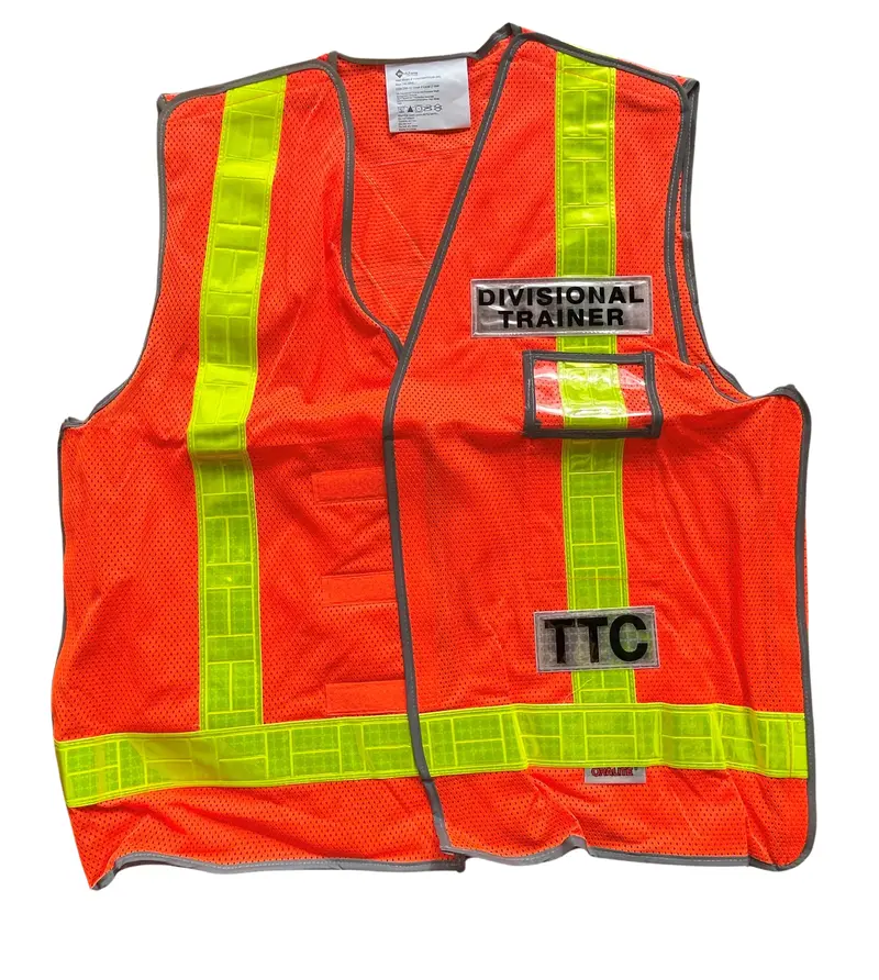 WorkZone Hi-Viz Orange Safety Vest – Divisional Trainer Style, Model TV53TATTC/O-DT