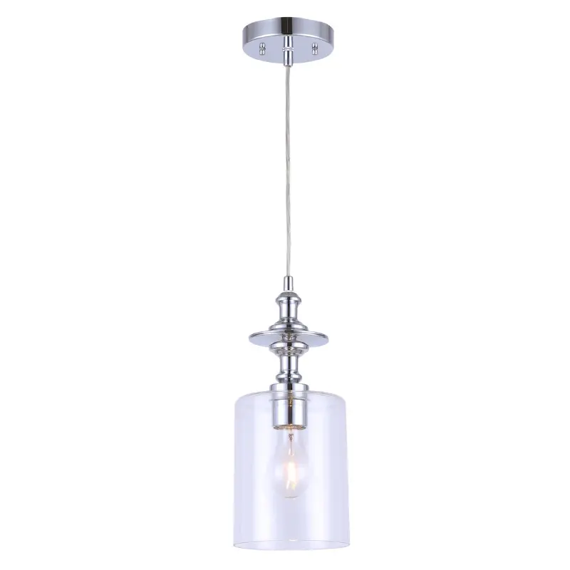 York Chrome Pendant Lamp – Canarm IPL276B01CH, Sleek Single-Light Hanging Fixture