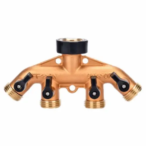 Zhejiang 30002 Four-Outlet Brass Faucet Adapter with Independent Lever Shut-Offs (Pack of 4)
