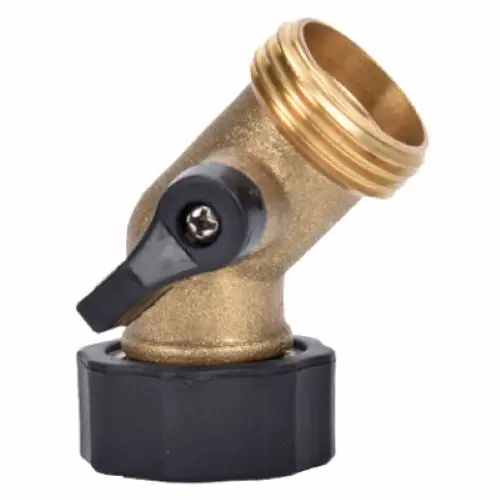 Zhejiang 30014 Heavy-Duty Brass Garden Hose Coupling – Gooseneck Style with Shutoff, Qty 10