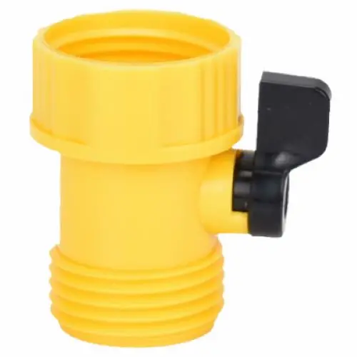 Zhejiang 30039-1 Yellow Poly Garden Hose Faucet Connector with Shut-Off Valve – Pack of 48