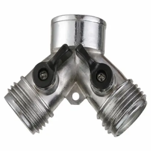 Zinc Alloy Y-Shaped Garden Hose Faucet Connector with Shut-Off Valve – 10-Pack (Zhejiang Model 30011)