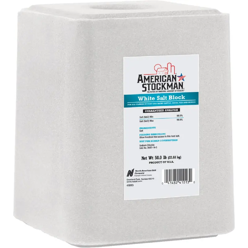 American Stockman Salt Block – 50-Pound Livestock Mineral Supplement 1