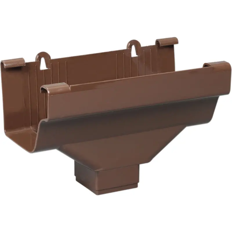 Amerimax Vinyl Gutter End Cap With Drop Outlet – 5 In, Brown K-Style 1