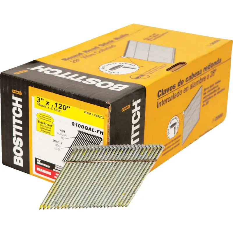 Bostitch 28-Degree Galvanized Framing Nails – 3-Inch X 0.120-Inch Offset Round Head (2000-Pack) 1