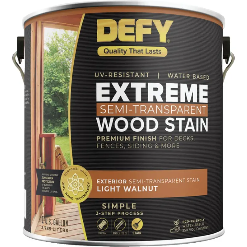 Defy Extreme Light Walnut Semi-Transparent Wood Stain — 1-Gallon Exterior Finish 1