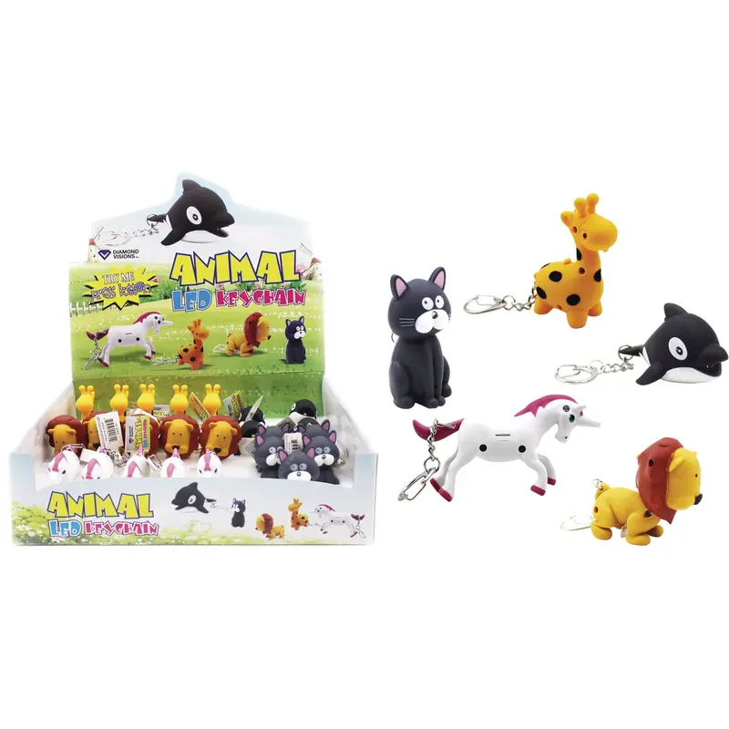 Diamond Visions Assorted Animal Led Keychain – Plastic Miniature Light-Up Charms 1