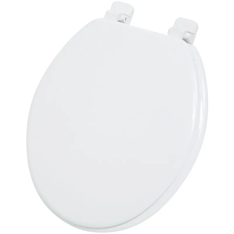 Home Impressions Round White Wooden Toilet Seat – Closed Front Design 1