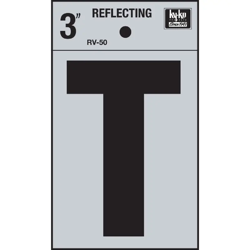 Hy-Ko Reflective Vinyl Adhesive Letter – 3-Inch Tall, Capital 'T', High-Visibility Finish 1
