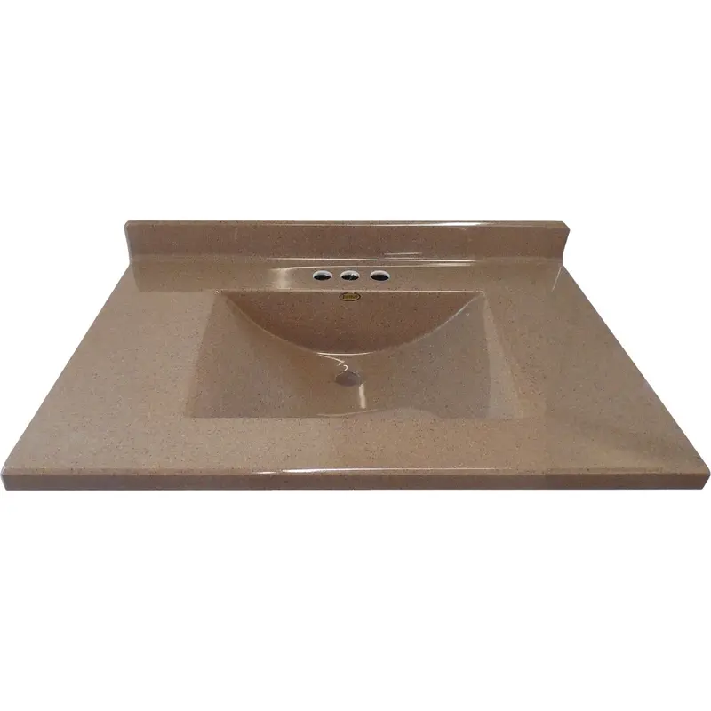 Imperial Marble Cocoa Satin Vanity Top With Wave Bowl – 37" W X 22" D Stone Cast Polymer 1