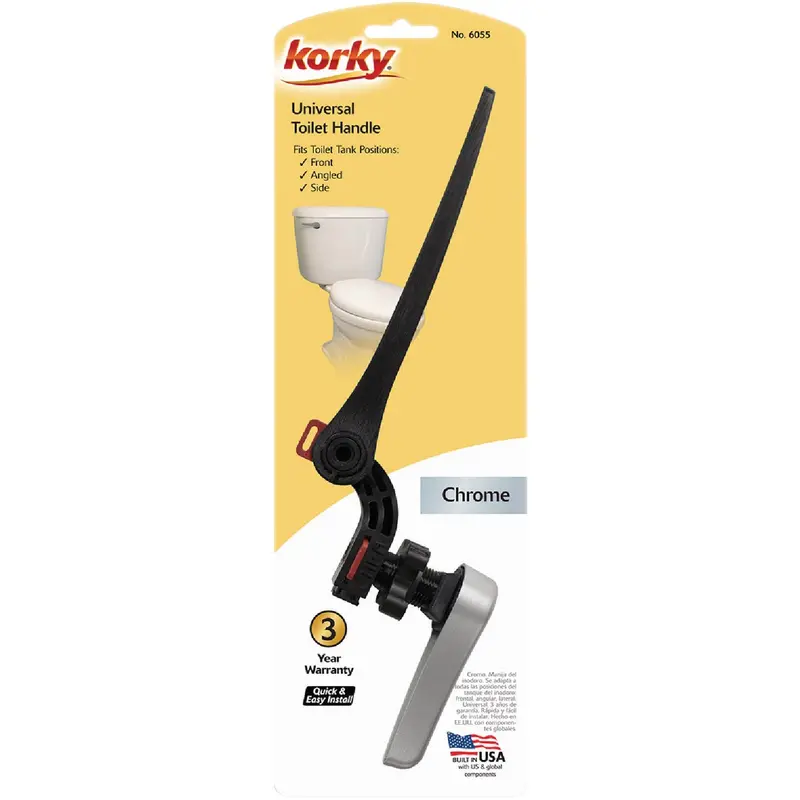 Korky Universal Chrome Toilet Tank Lever With Durable Plastic Handle 1